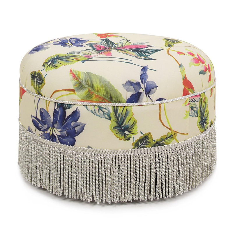 CONMINI Yolanda Ottoman, Off-White/Floral | Wayfair